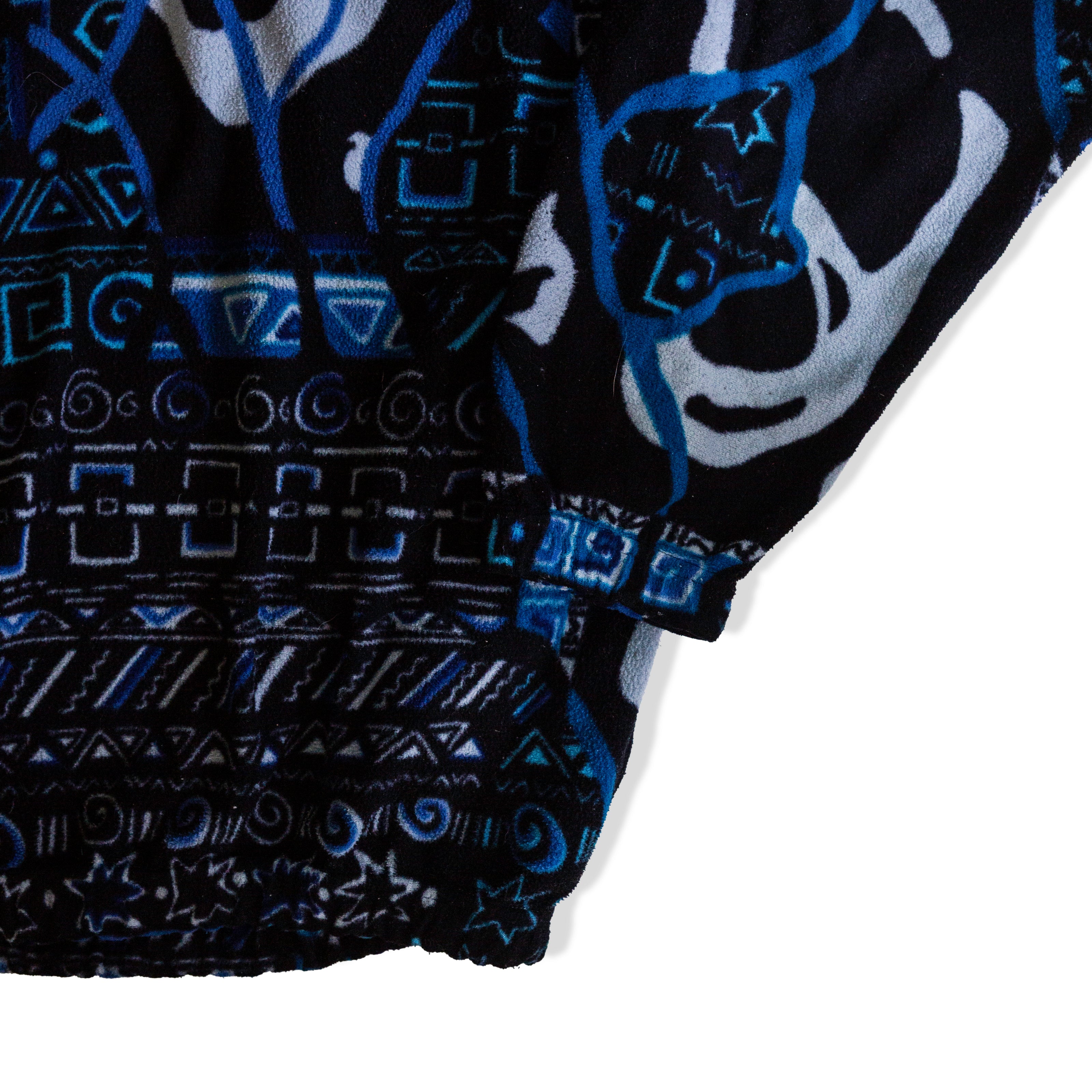 Vintage Geometric Half Zip Print Fleece Pullover (M)