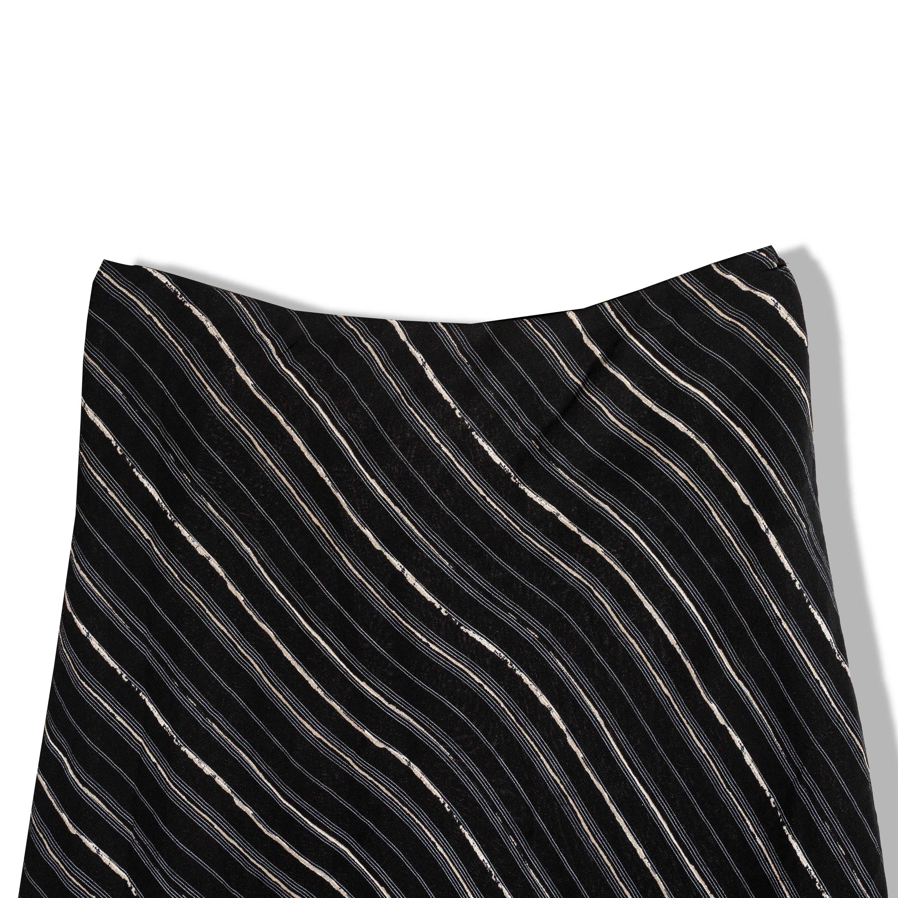 Vintage 100% viscoza diagonal stripe midi skirt(XXL)