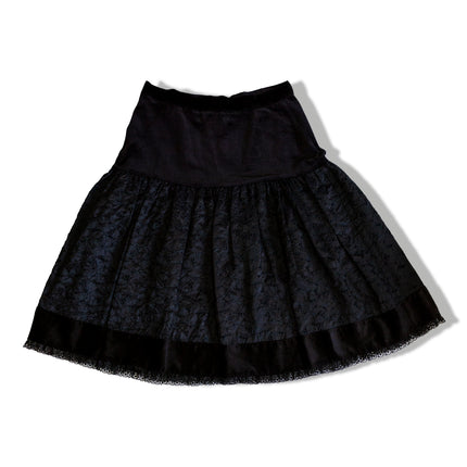 Unique black velvet skirt with lace details (M)