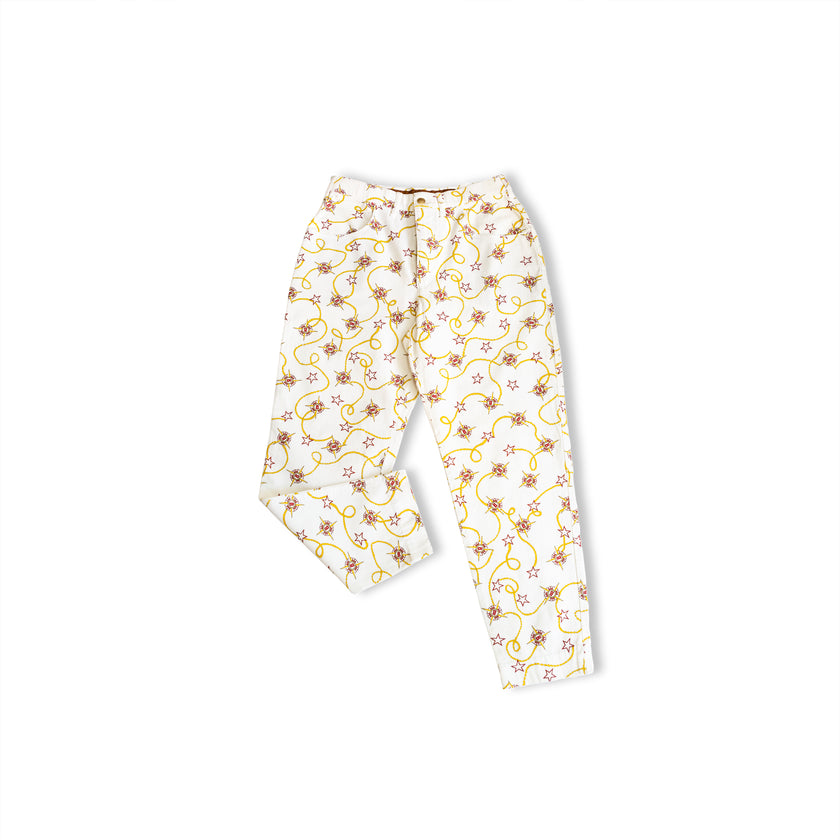 Funky patterned high waisted jeans (elastic fabtic) L/XL