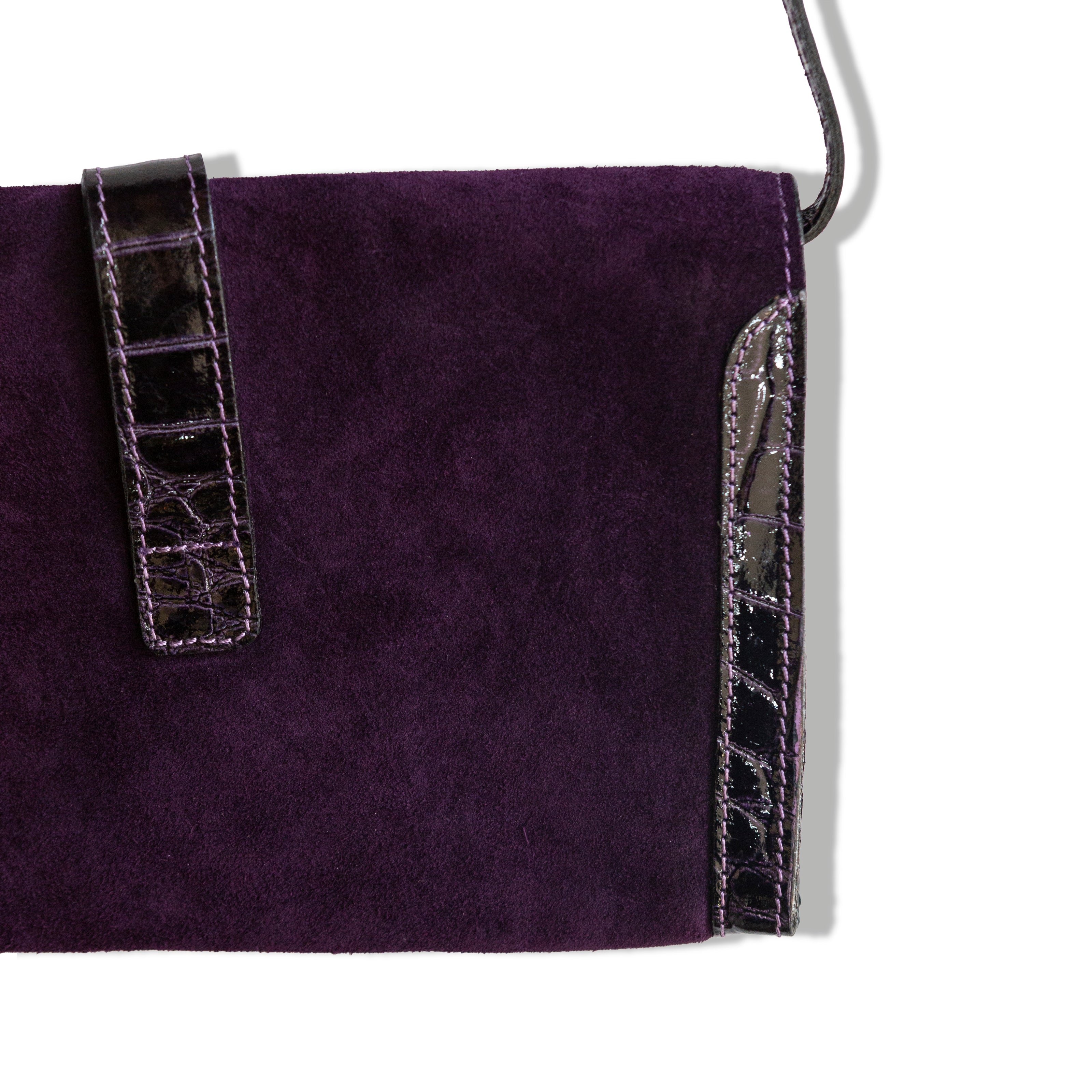 Stunning deep purple genuine suede shoulder bag
