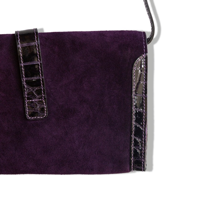 Stunning deep purple genuine suede shoulder bag