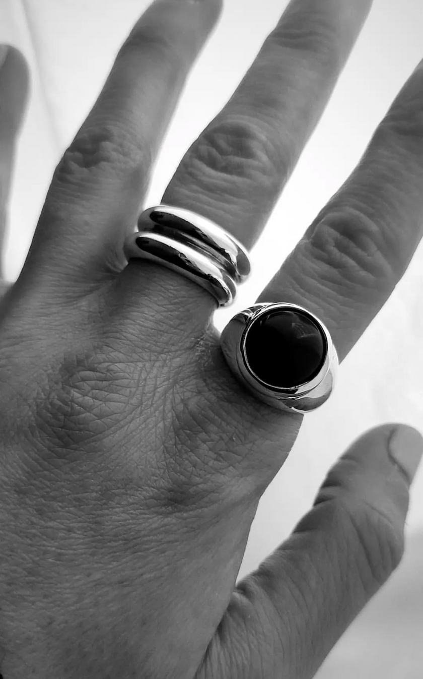 Kimilio Onyx silver 925 ring (open back)