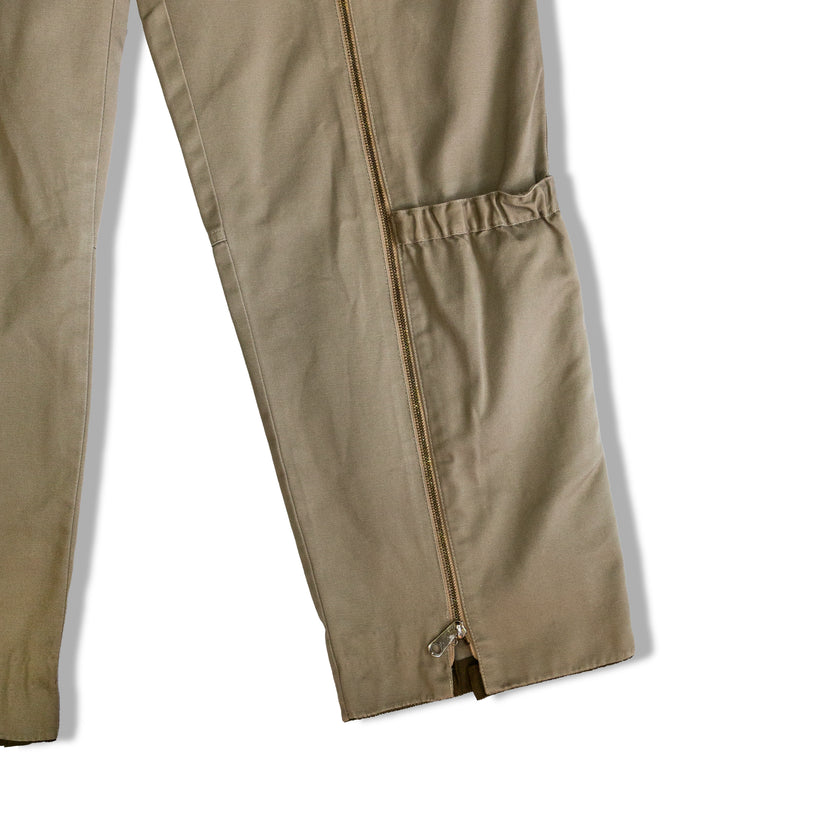 Olive utility pants with zippers