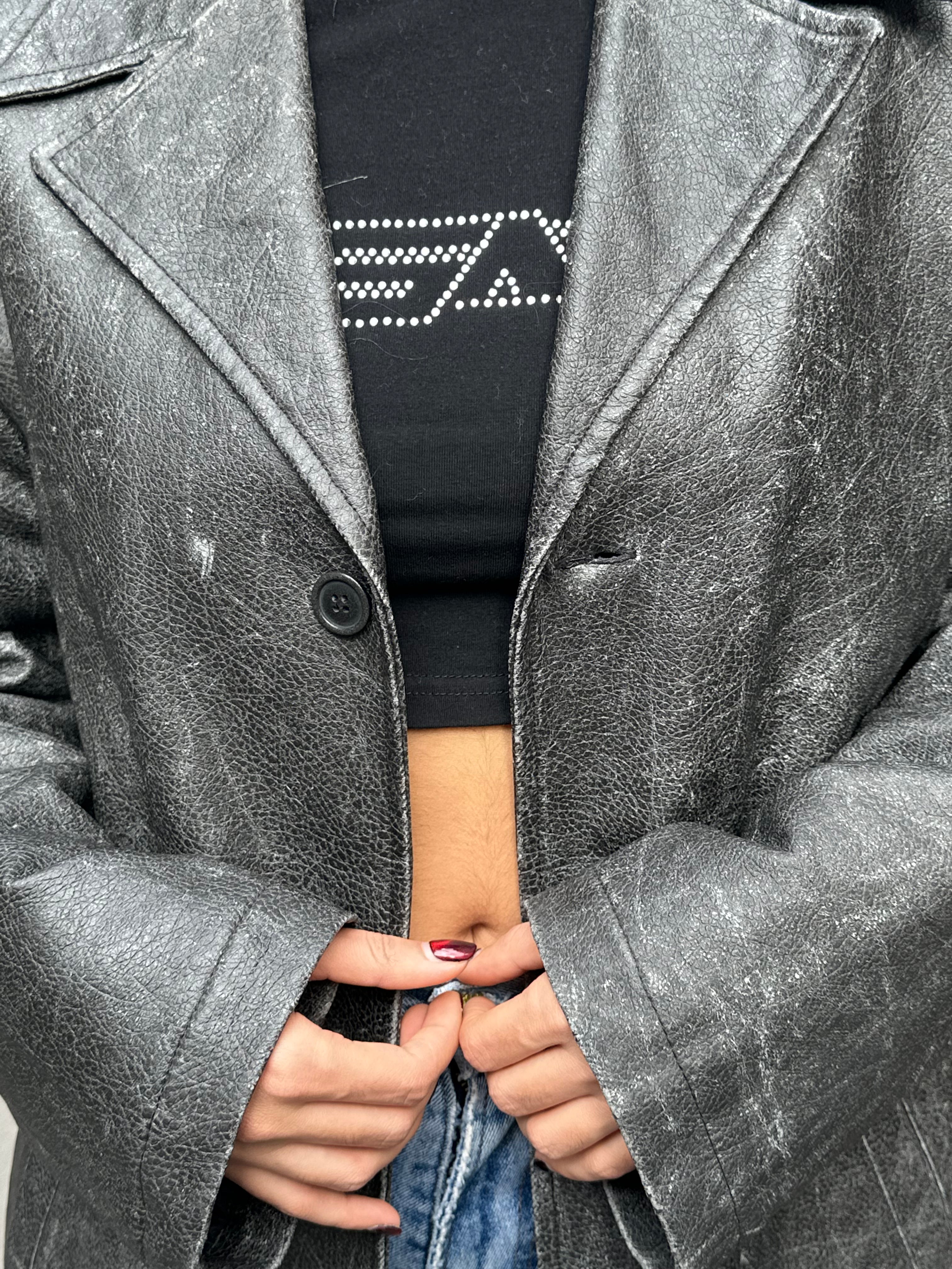 Vintage granite grey leather jacket