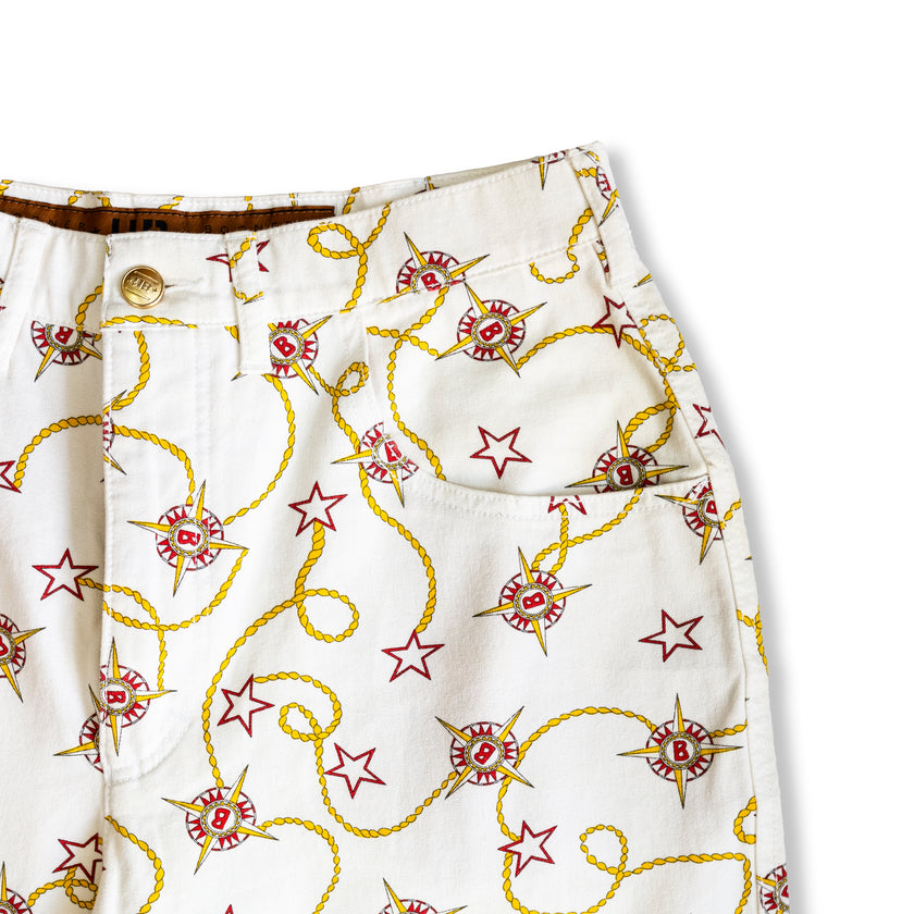 Funky patterned high waisted jeans (elastic fabtic) L/XL