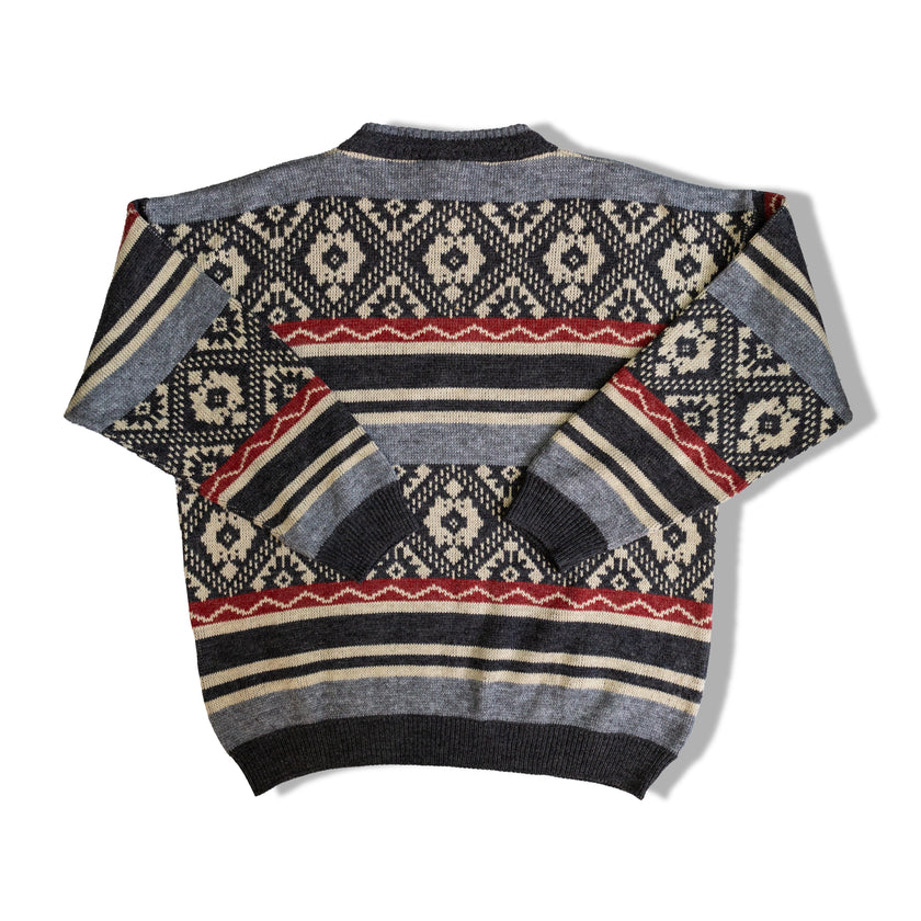 Fun knitted sweater with multiple patterns