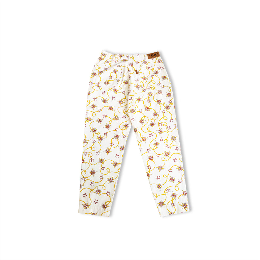 Funky patterned high waisted jeans (elastic fabtic) L/XL