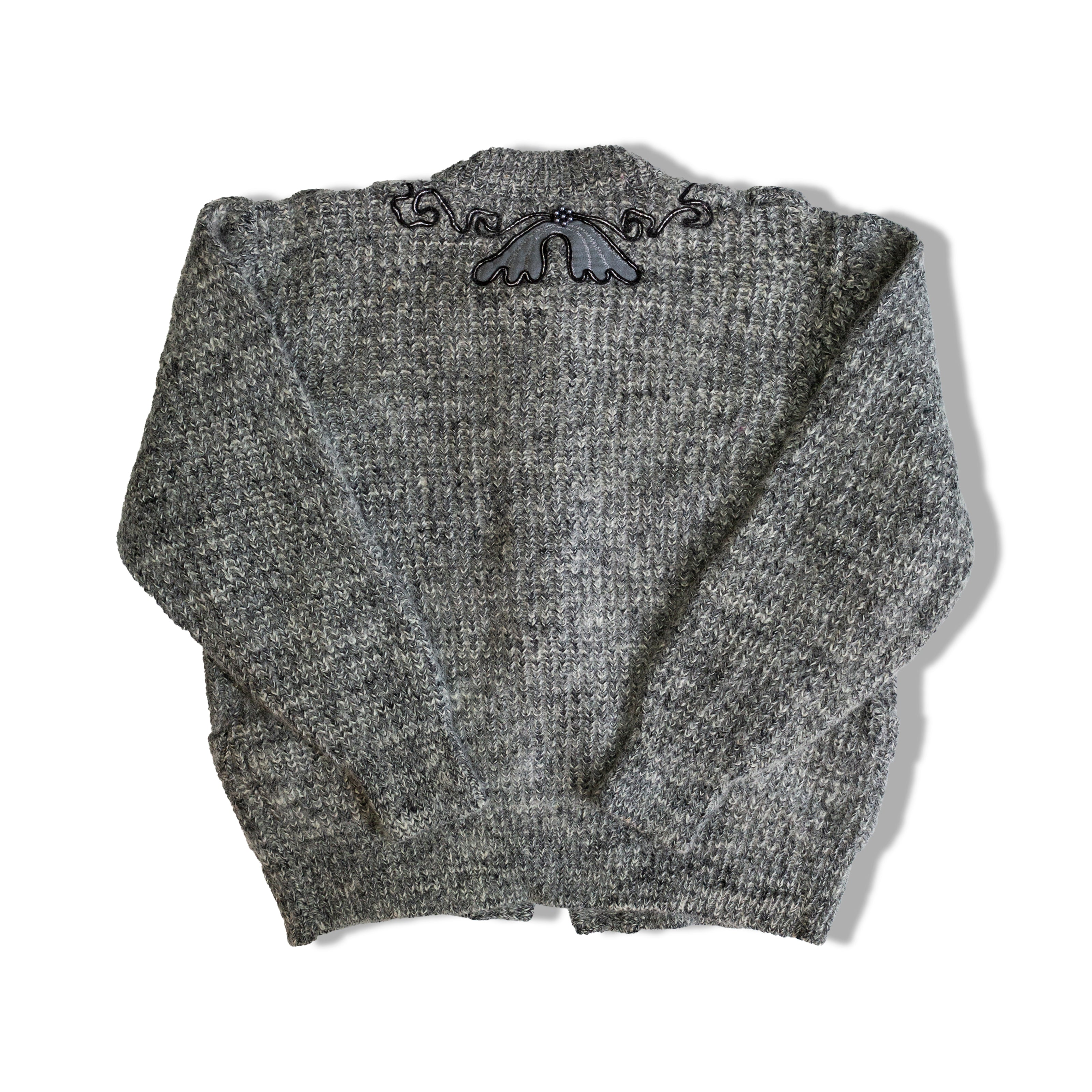 Knitted cardigan with embroidery and beads