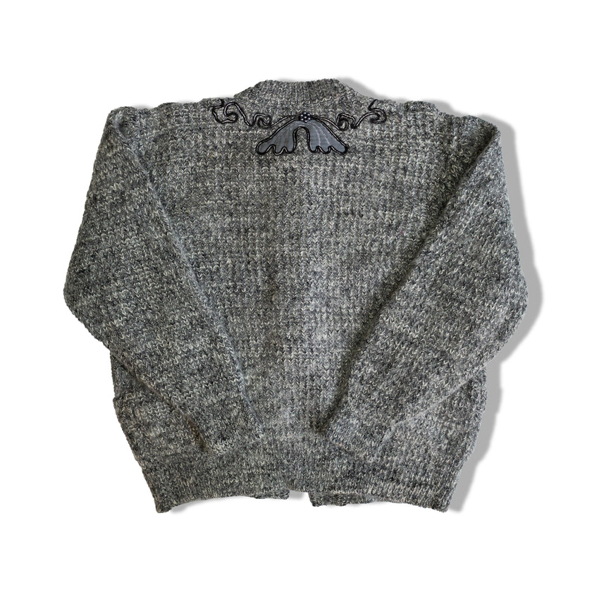 Knitted cardigan with embroidery and beads