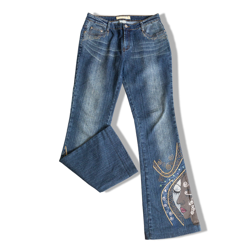 Stunning Y2K low waisted flare jeans (L)