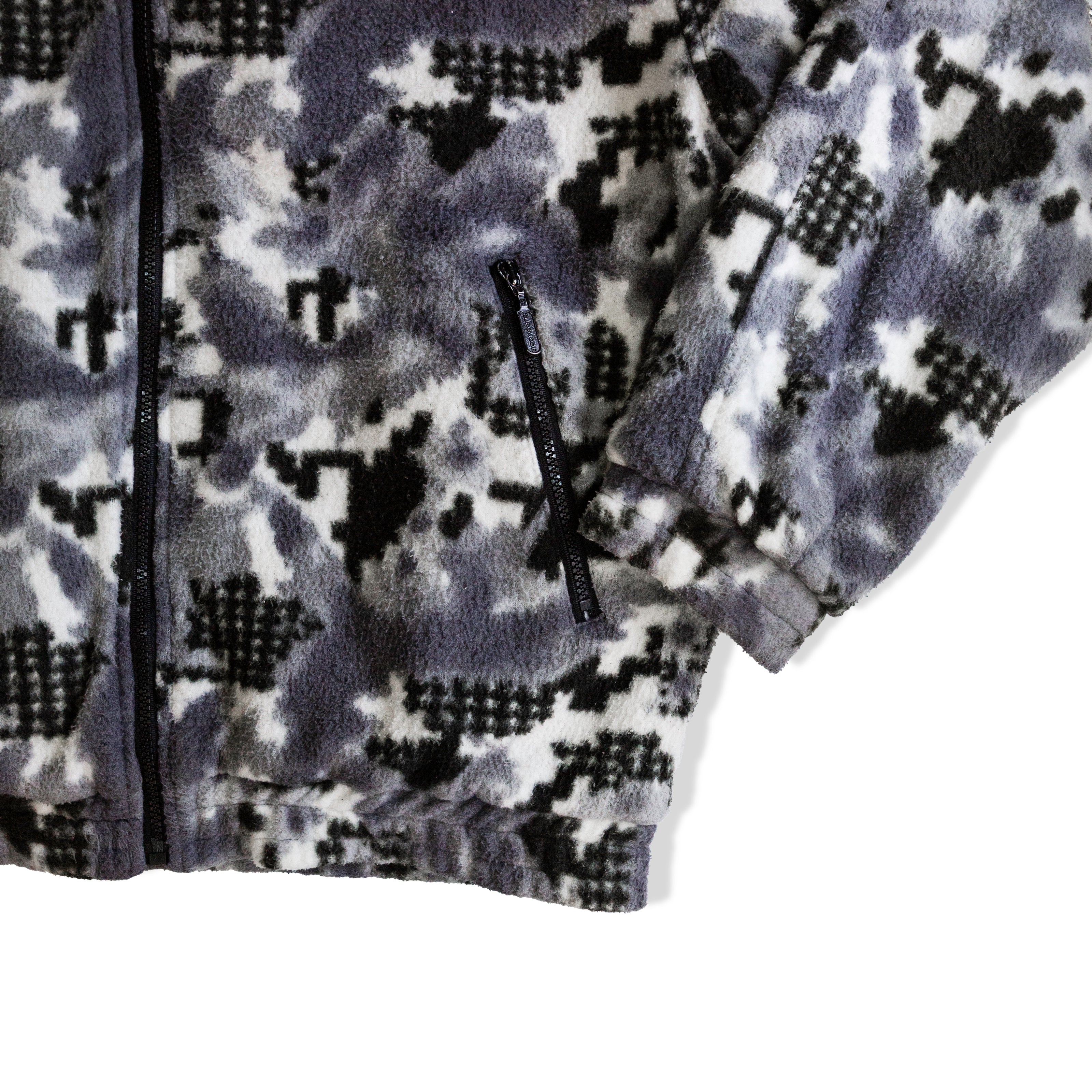 Vintage Abstract Full Zip Pattern Fleece Jacket  (M)