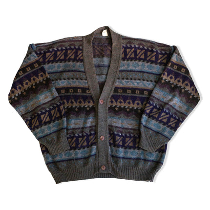 Vintage Men’s acrylic & wool blend funky knit cardigan (M)