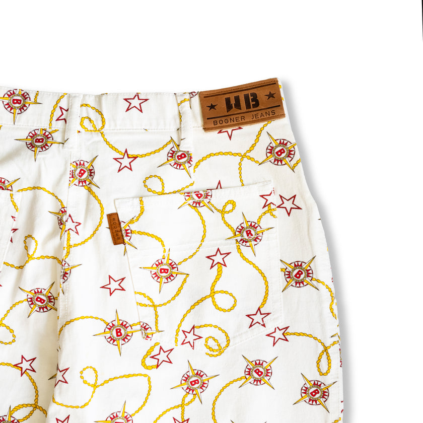 Funky patterned high waisted jeans (elastic fabtic) L/XL