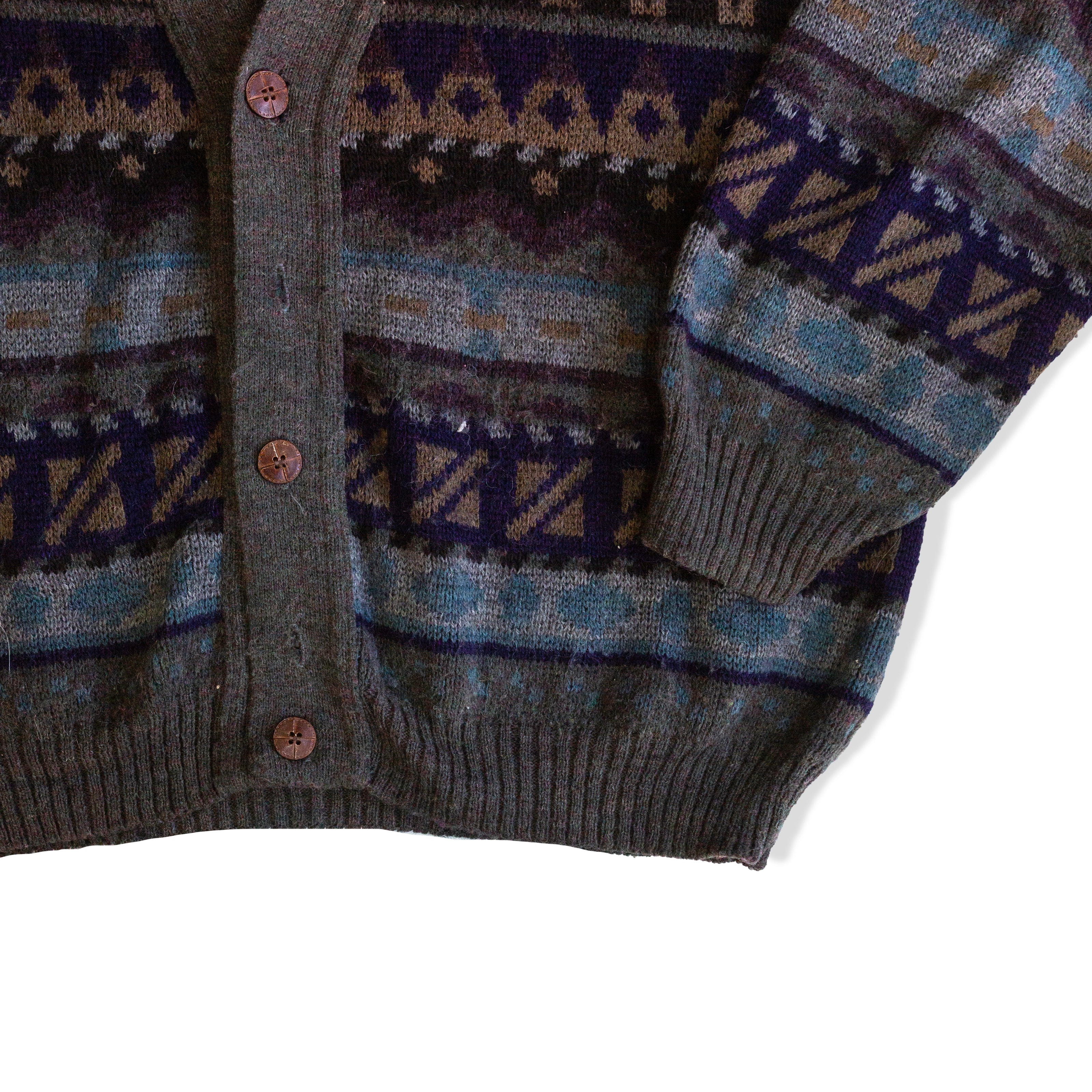 Vintage Men’s acrylic & wool blend funky knit cardigan (M)