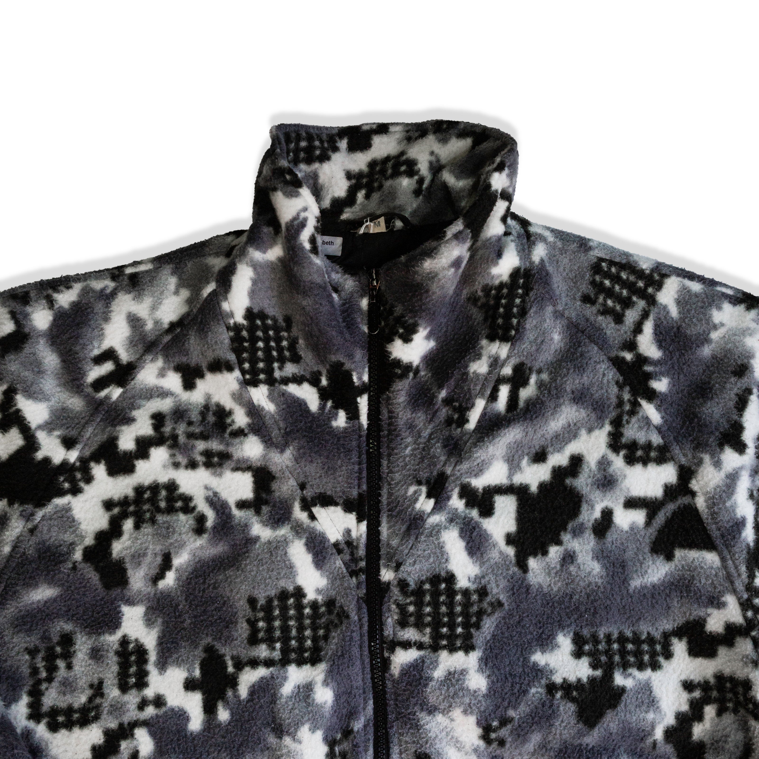 Vintage Abstract Full Zip Pattern Fleece Jacket  (M)
