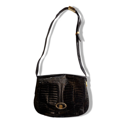 Vintage black patent leather shoulder bag