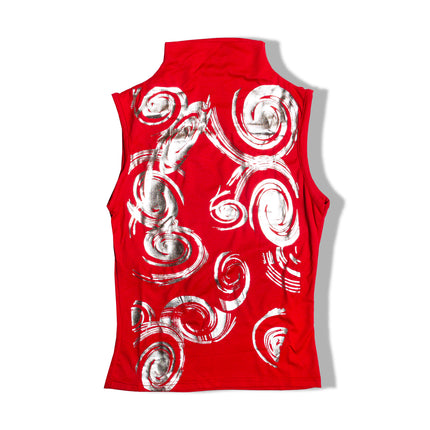 Hot funky patterned red turtlenech top