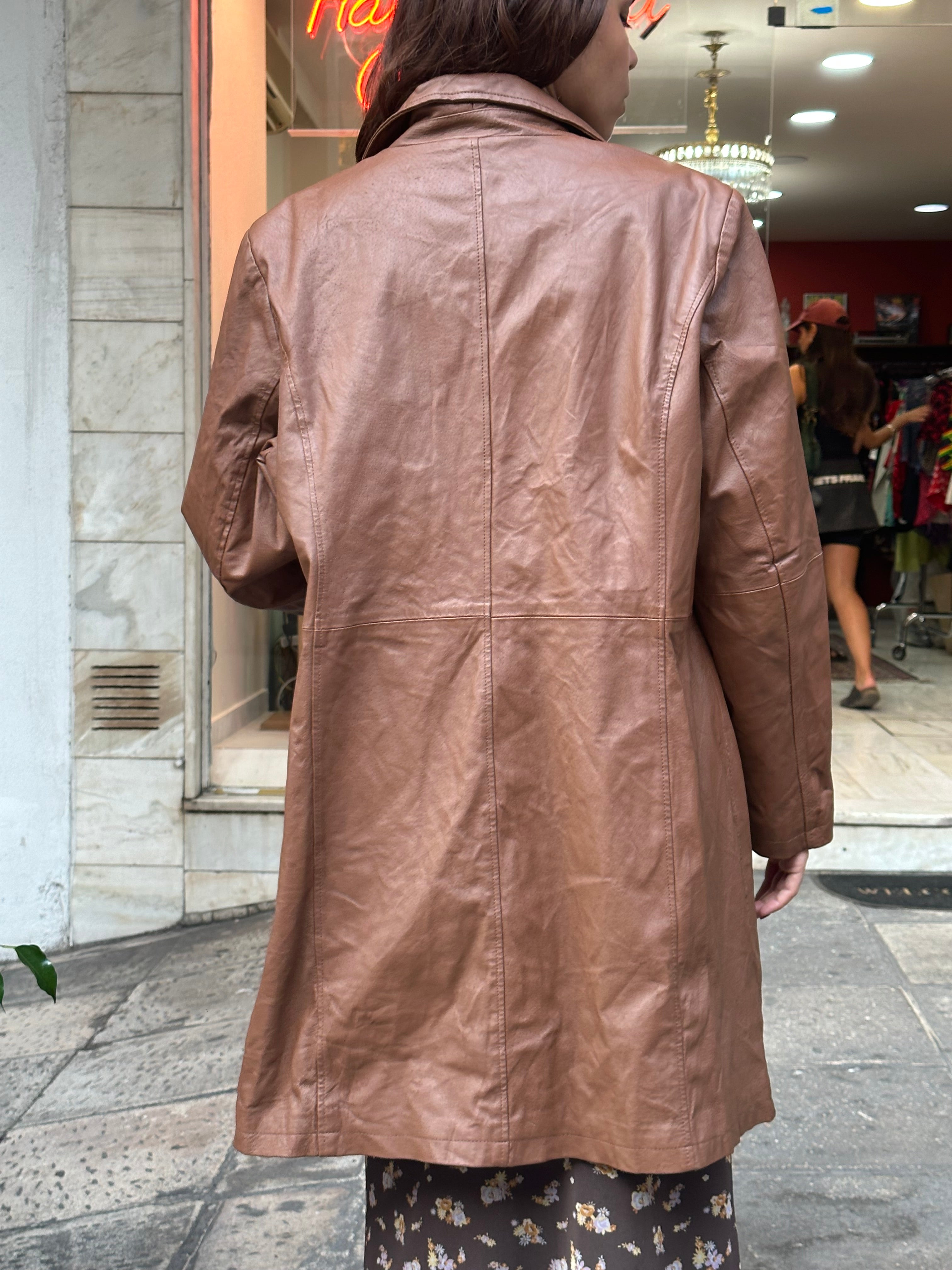 Vintage brown genuine leather jacket