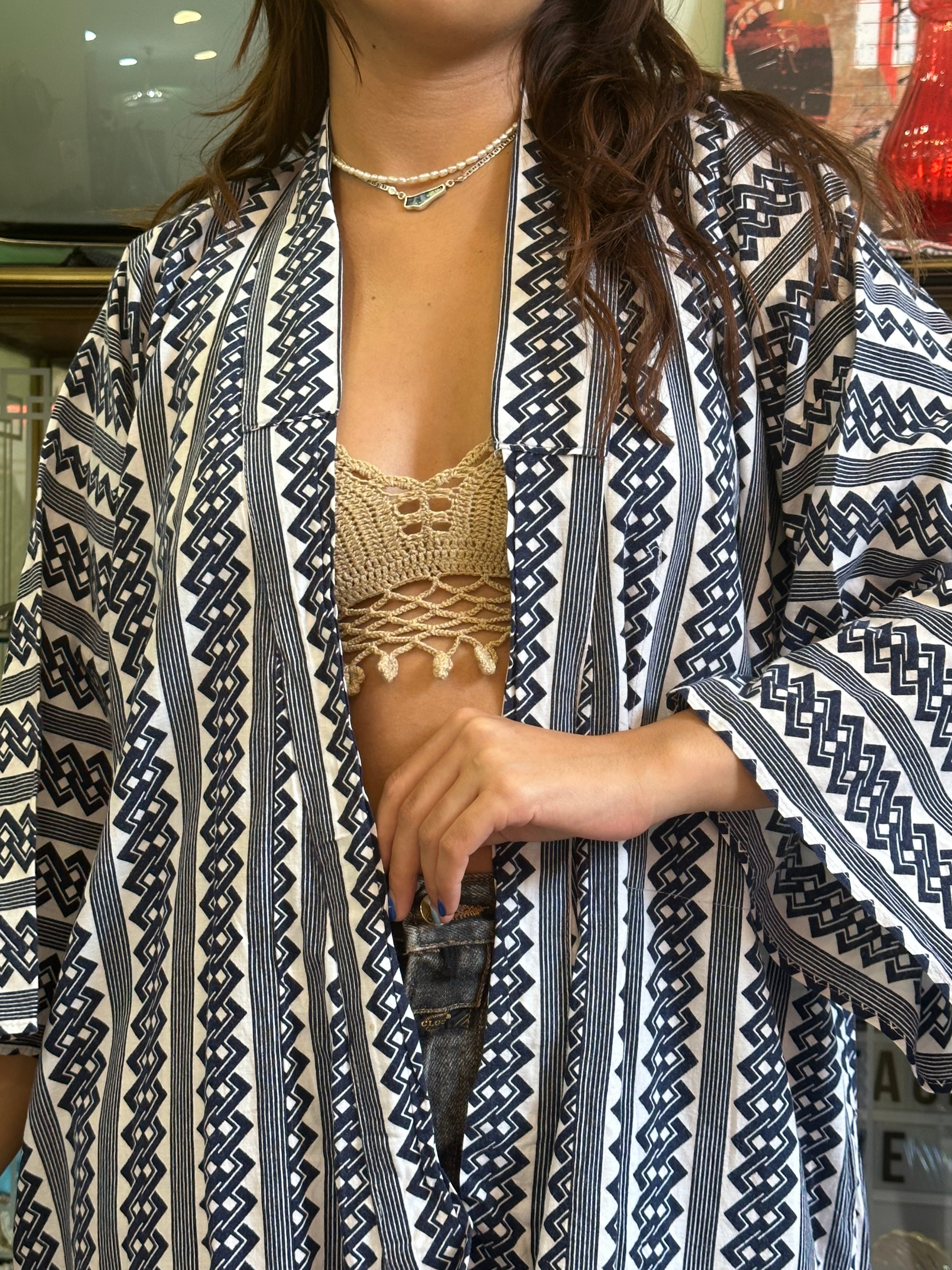 Vintage cotton patterned yukata robe