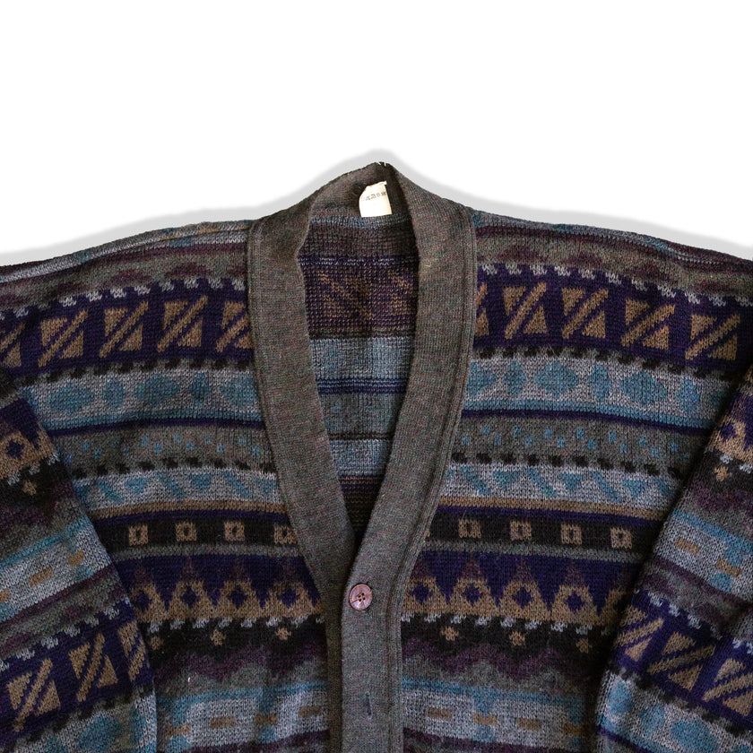 Vintage Men’s acrylic & wool blend funky knit cardigan (M)