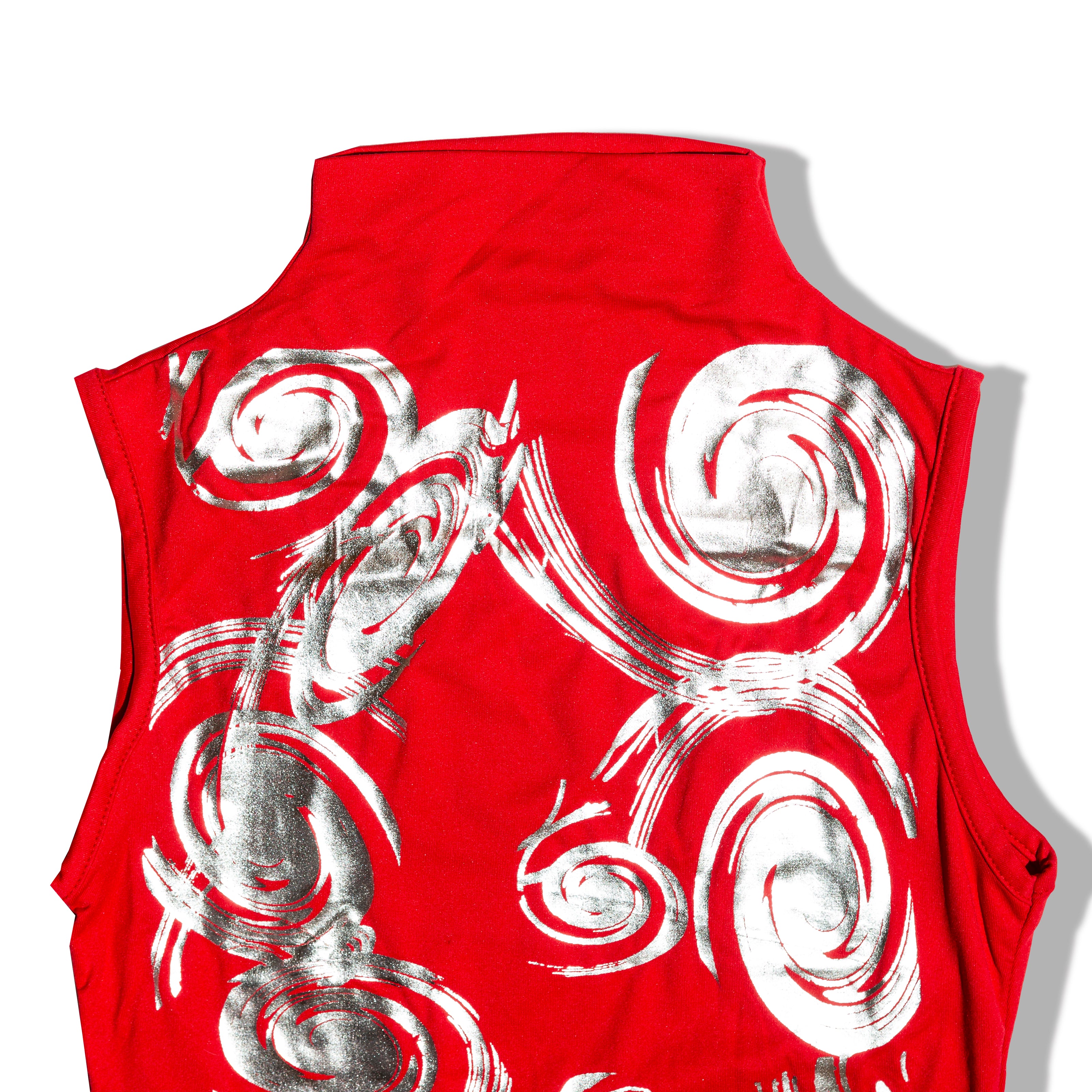 Hot funky patterned red turtlenech top