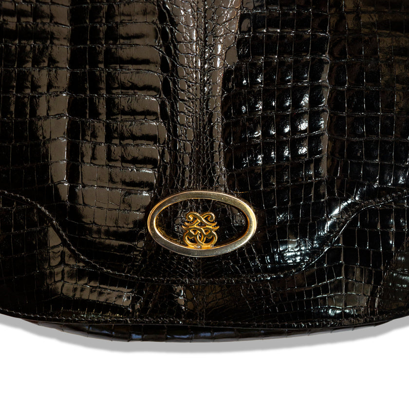 Vintage black patent leather shoulder bag