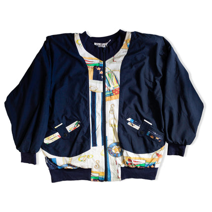Vintage funky patterned windbreaker jacket  with shoulder pads (XL)