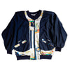Vintage funky patterned windbreaker jacket  with shoulder pads (XL)