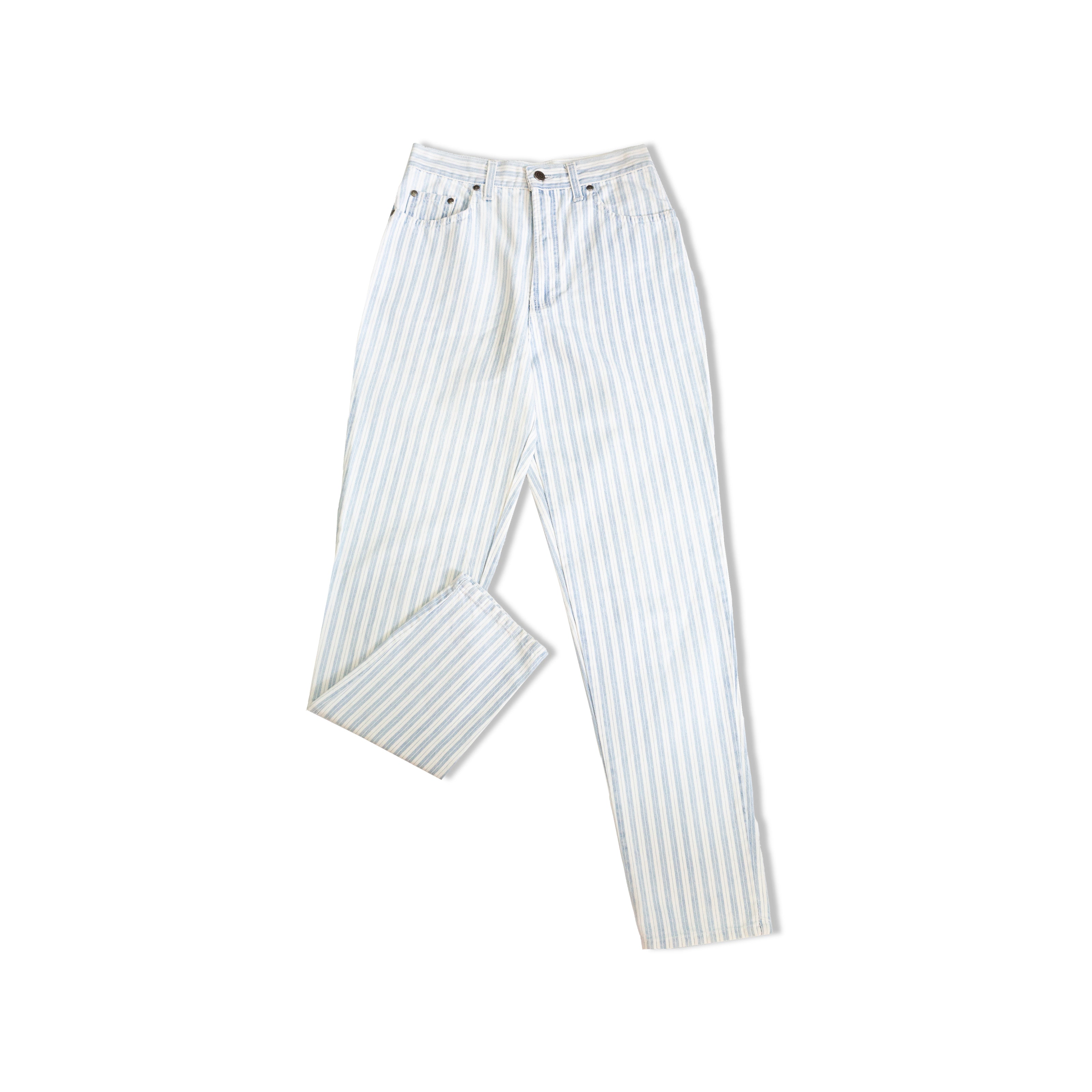 VINTAGE HIGH WAISTED STRIPED JEANS (S)