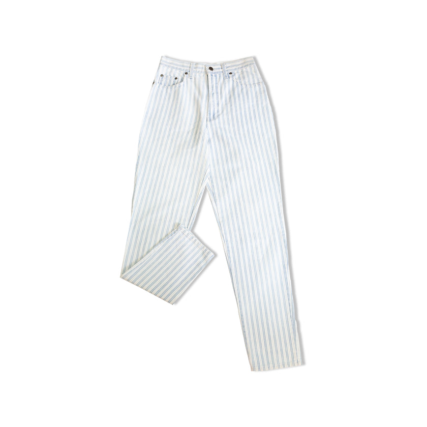 VINTAGE HIGH WAISTED STRIPED JEANS (S)