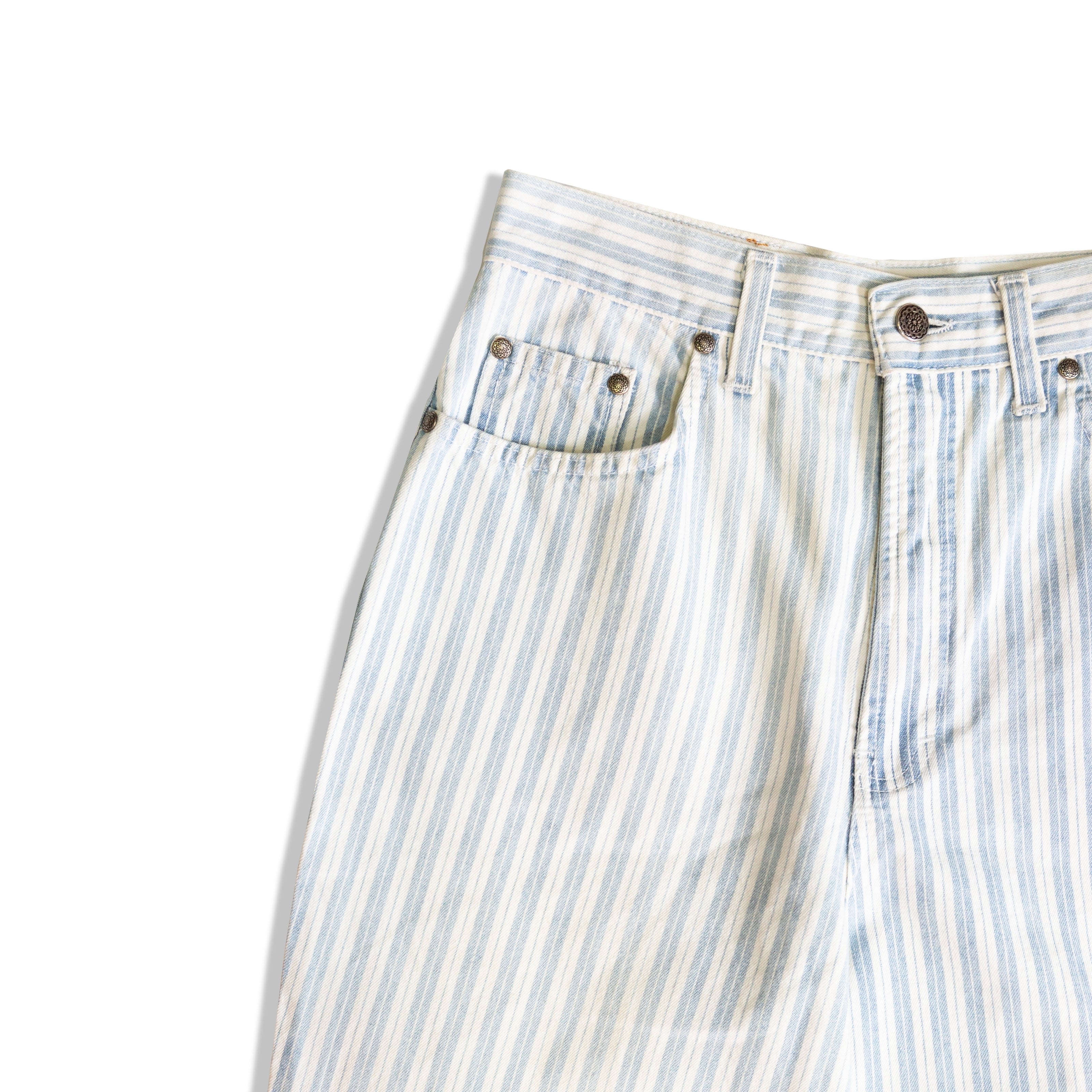 VINTAGE HIGH WAISTED STRIPED JEANS (S)