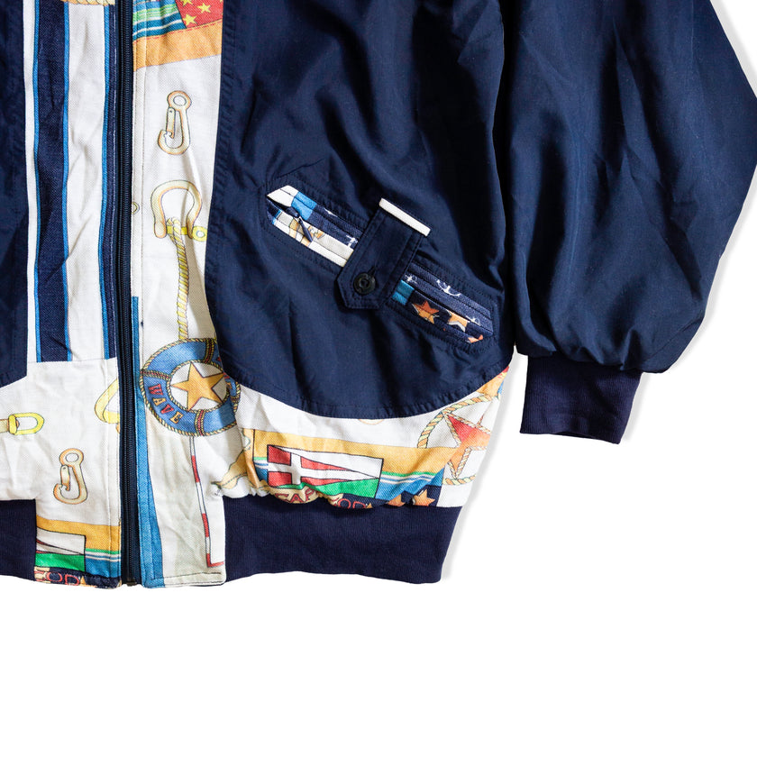 Vintage funky patterned windbreaker jacket  with shoulder pads (XL)