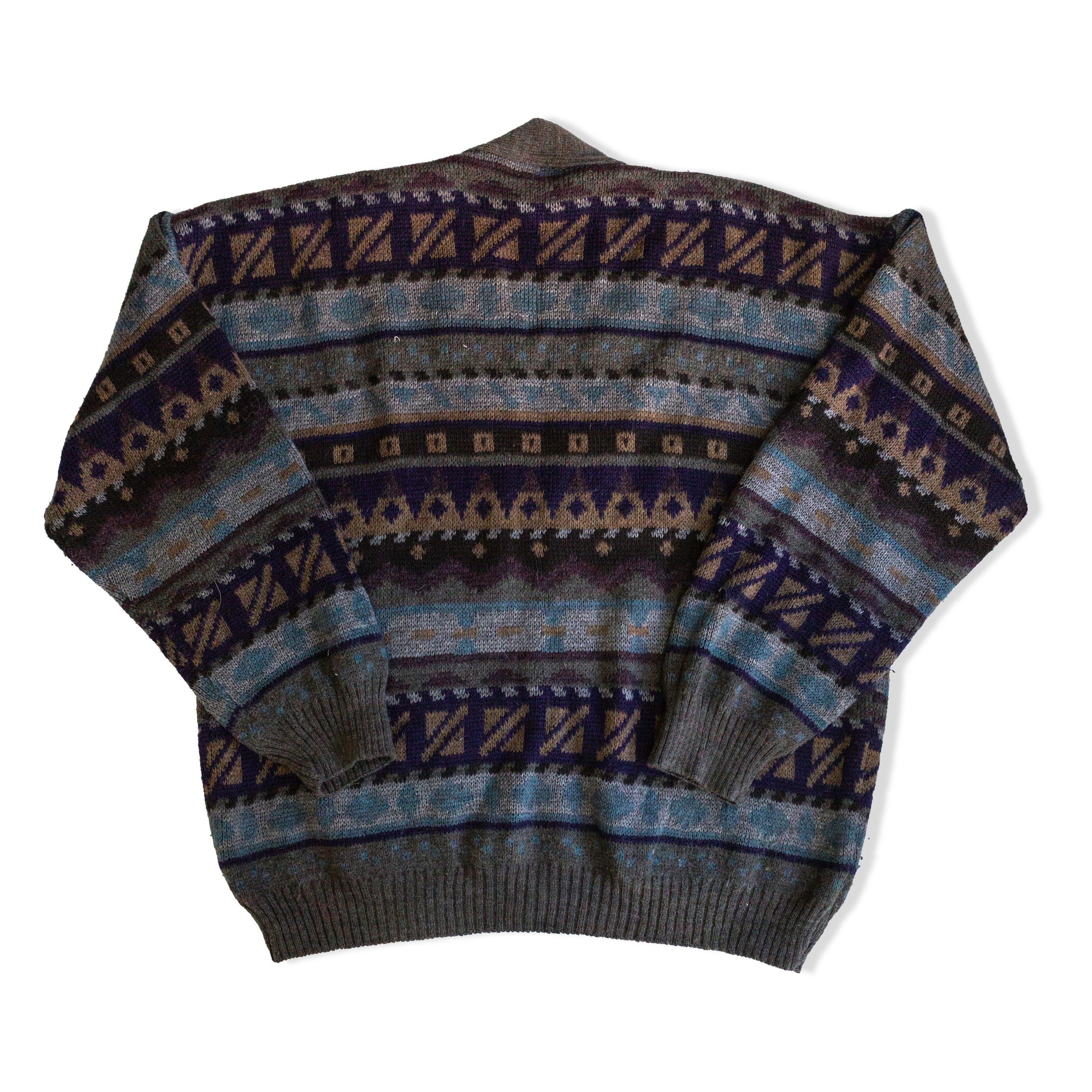 Vintage Men’s acrylic & wool blend funky knit cardigan (M)