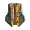 Unique vintage vest with embroired details and faux fur trim