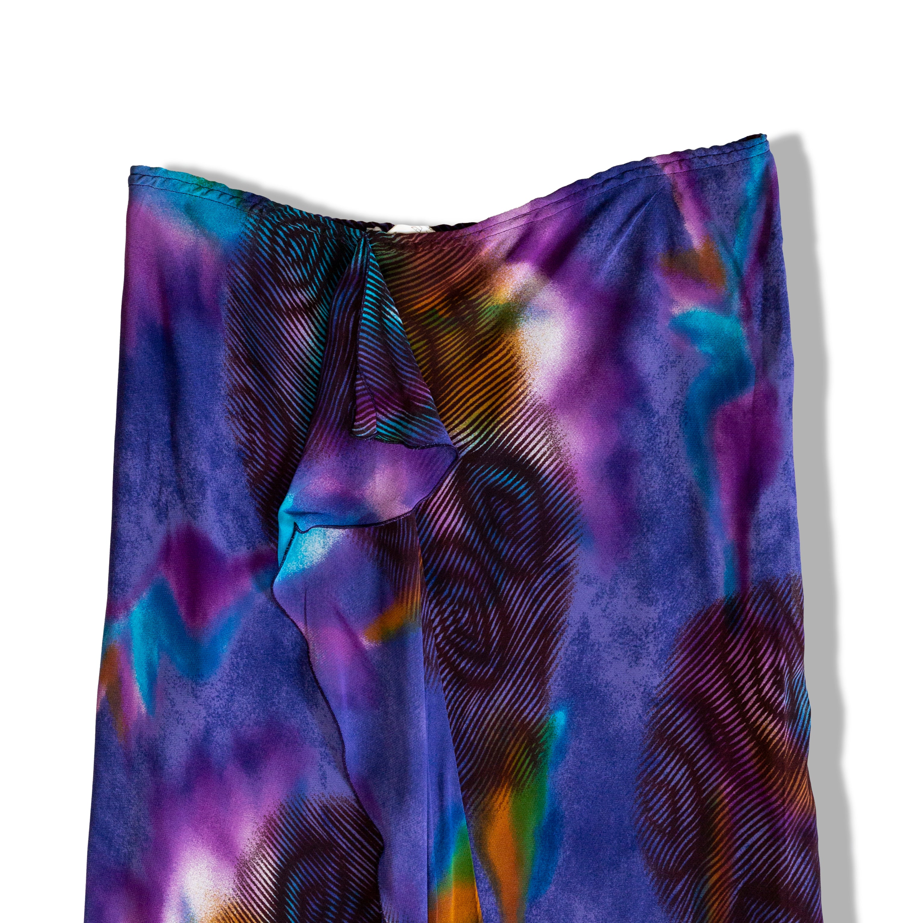 GERMANO ZAMA maxi funky paterned 100% viscose skirt with ruffle details (L)