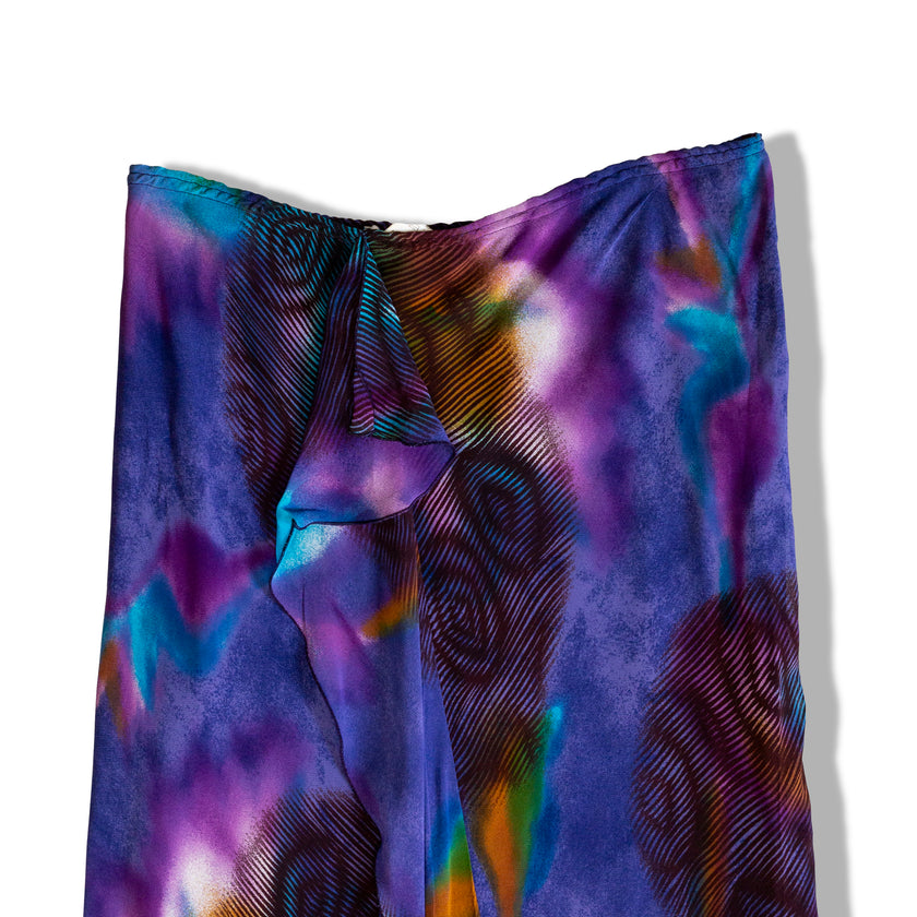 GERMANO ZAMA maxi funky paterned 100% viscose skirt with ruffle details (L)