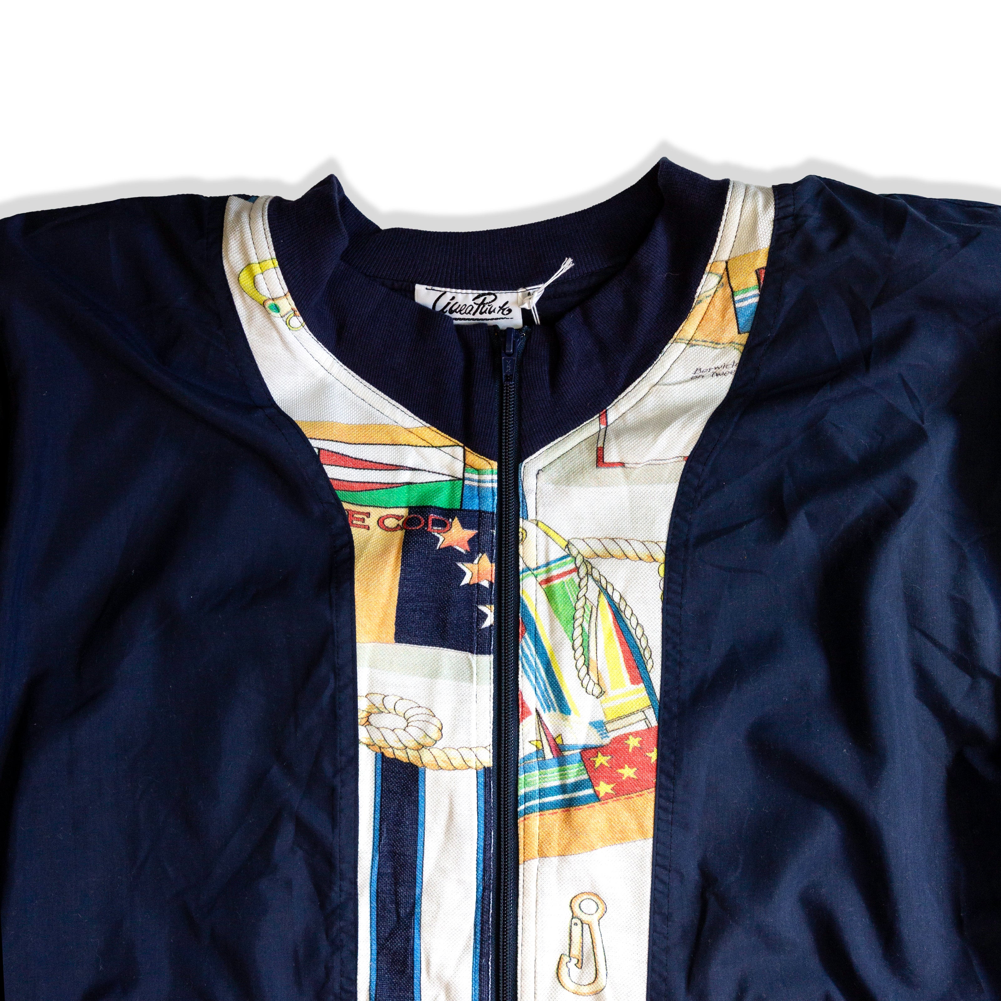 Vintage funky patterned windbreaker jacket  with shoulder pads (XL)