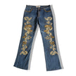 ROSA & ROSE low waisted Y2k jeans with embroidered and beaded detailing (S/M)