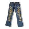 ROSA & ROSE low waisted Y2k jeans with embroidered and beaded detailing (S/M)