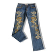 ROSA & ROSE low waisted Y2k jeans with embroidered and beaded detailing (S/M)