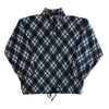 Vintage Diamond Pattern Fleece Pullover – Half-Zip with Drawstring Hem (L)
