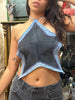 Stunning up cycled star denim top