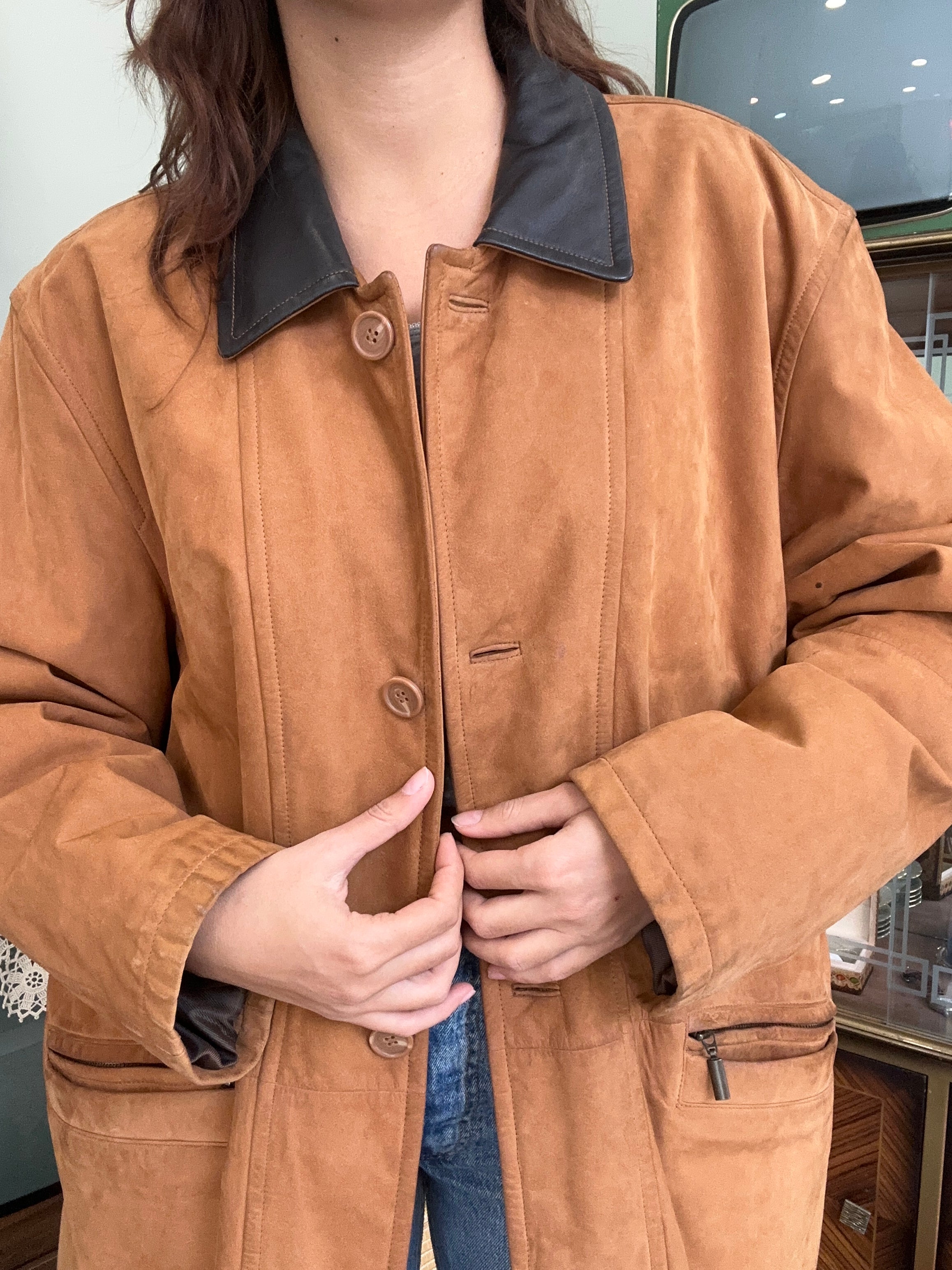 Vintage oversized genuine suede jacket