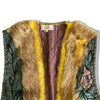 Unique vintage vest with embroired details and faux fur trim