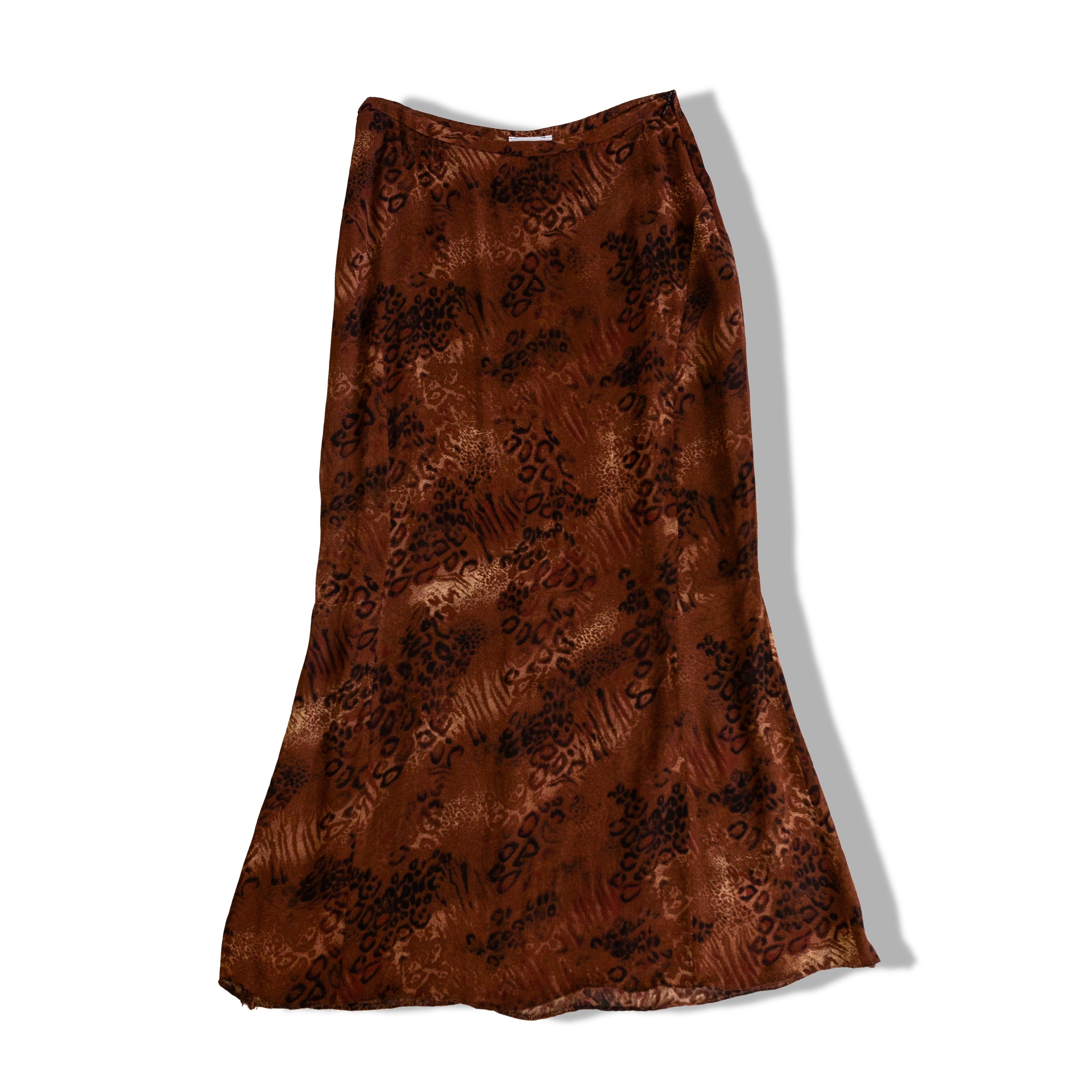 Vintage animal print long skirt with side zipper