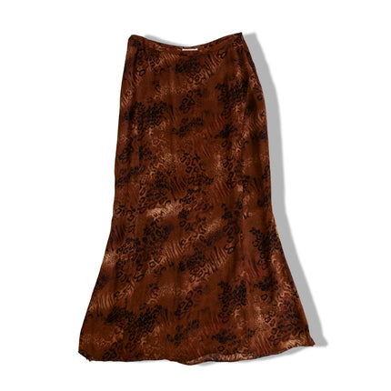 Vintage animal print long skirt with side zipper