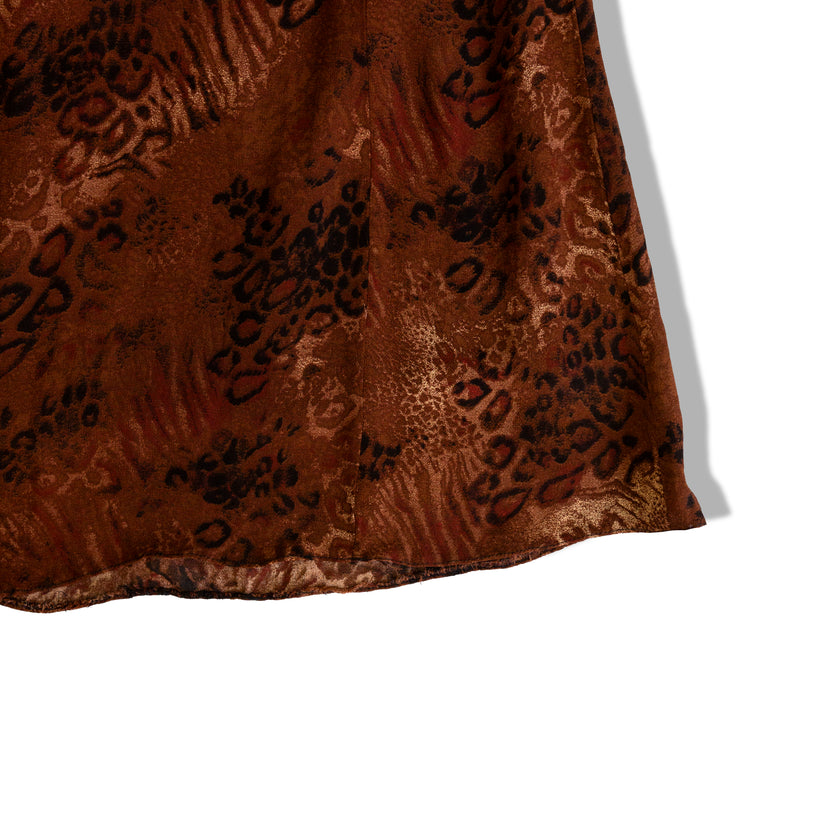 Vintage animal print long skirt with side zipper