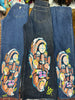 Deadstock high waisted hand painted jeans