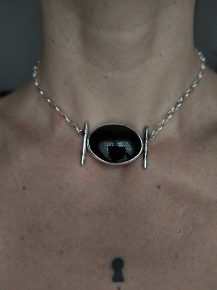 Handmade silver 925 pendant with black onyx